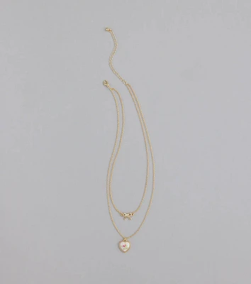 From The Heart Bow Layered Necklace