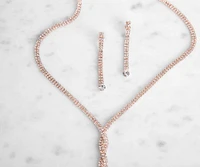A Twist Of Rhine Lariat Necklace Set