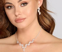 Leafy Lustre Rhinestone Necklace Set