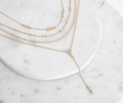 Layer Me Up Chain Rhinestone Lariat 3 Pack