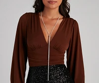 Long Rhinestone Lariat Slider Necklace