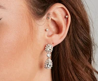 Halo Rhinestone Necklace And Drop Earrings Set