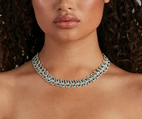 Statement Rhinestone Leaf Collar