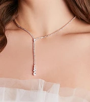 Delicate Shine Rhinestone Lariat Earring Set