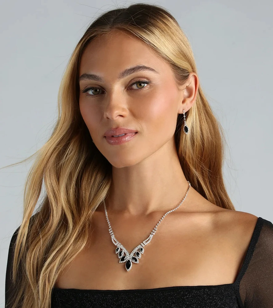 Dripping Glamour Gemstone Necklace And Earrings Set