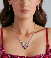Dripping Glamour Gemstone Necklace And Earrings Set