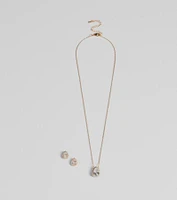 Simple Luxe Vibes Cubic Zirconia Necklace And Earrings Set