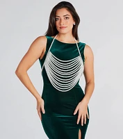 String Me Up In Pearls Halter Necklace