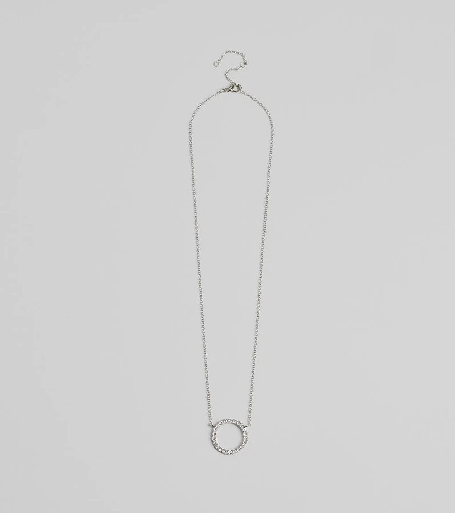 Pretty Shine Cubic Zirconia Circle Pendant Necklace