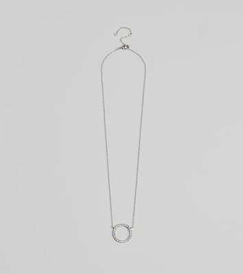 Pretty Shine Cubic Zirconia Circle Pendant Necklace