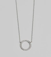 Pretty Shine Cubic Zirconia Circle Pendant Necklace