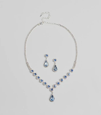 Luxe Beauty Rhinestone Necklace And Earrings Set