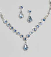 Luxe Beauty Rhinestone Necklace And Earrings Set