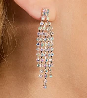 Glitzy Shine Iridescent Rhinestone Necklace And Earrings Set
