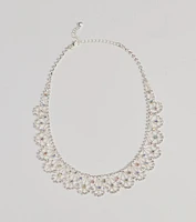 Divine Sparkle Scallop Rhinestone Collar Necklace