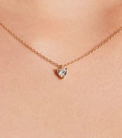 Dainty Shine Cubic Zirconia Heart Pendant Necklace