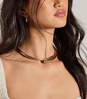 Chic And Sleek Metal Choker Necklace