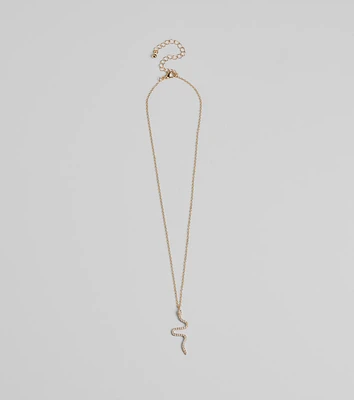 Made You Rattle Rhinestone Snake Charm Necklace