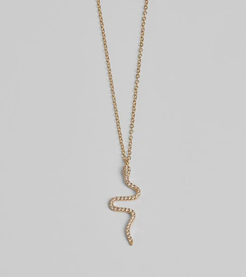 Made You Rattle Rhinestone Snake Charm Necklace