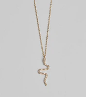 Made You Rattle Rhinestone Snake Charm Necklace