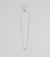 Darling Rhinestone Bow Necklace