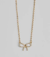 Darling Rhinestone Bow Necklace