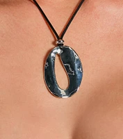 Boho Glam Oval Metal Charm Necklace