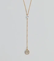 Dainty Glam Rhinestone Chain Lariat Necklace
