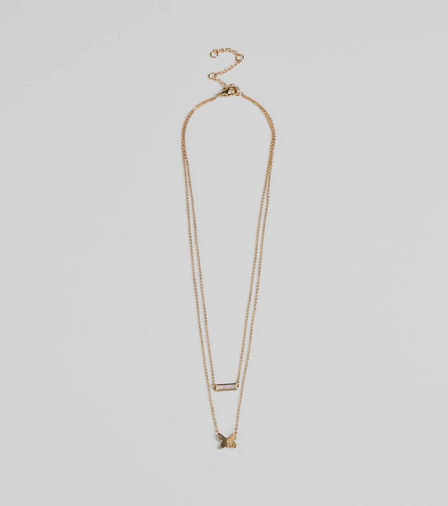 Dainty Sparkle Cubic Zirconia Layered Charm Necklace