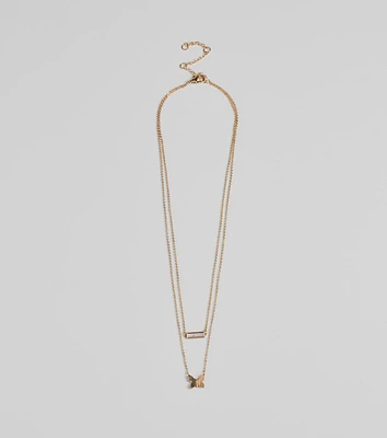 Dainty Sparkle Cubic Zirconia Layered Charm Necklace