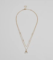 New Moon Star Charm Layered Necklace