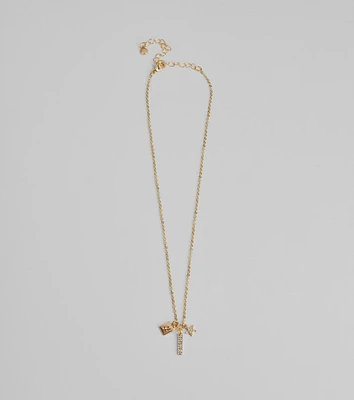 Glam Wish Rhinestone Celestial Charm Necklace