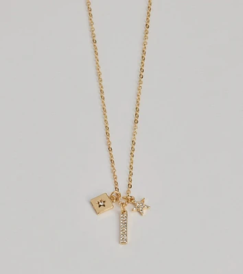 Glam Wish Rhinestone Celestial Charm Necklace