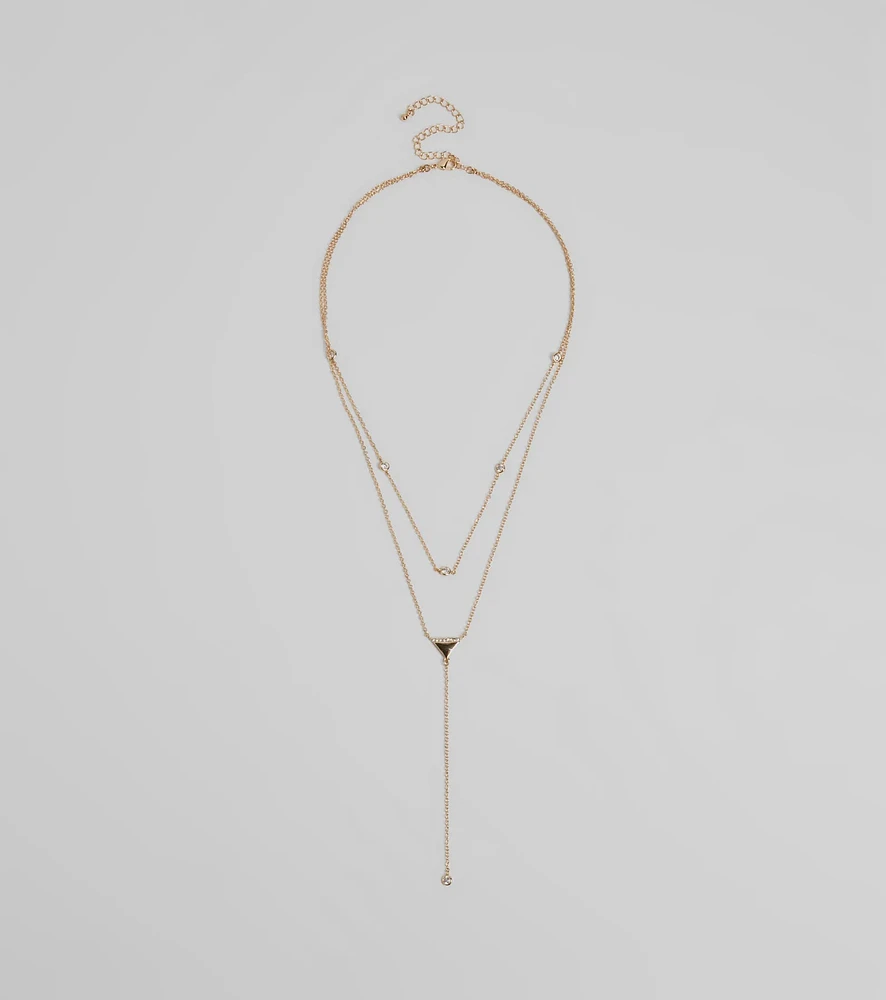 Highly Favored Triangle Rhinestone Lariat Necklace