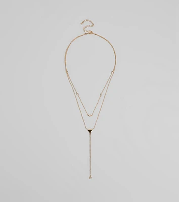 Highly Favored Triangle Rhinestone Lariat Necklace