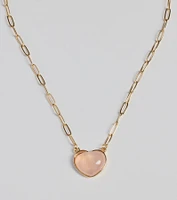 Pretty Aura Rose Quartz Heart Charm Necklace
