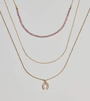 Lucky Day Horseshoe Charm Layered Necklace