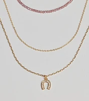 Lucky Day Horseshoe Charm Layered Necklace