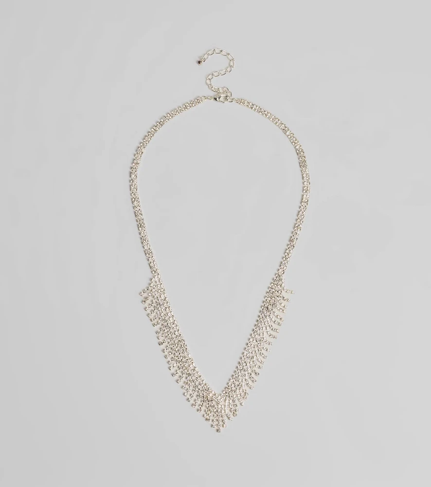Glam Edge Rhinestone Fringe Necklace