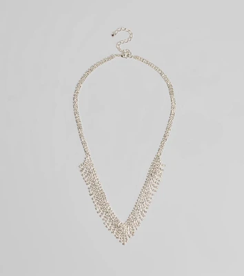 Glam Edge Rhinestone Fringe Necklace