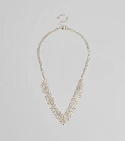 Glam Edge Rhinestone Fringe Necklace