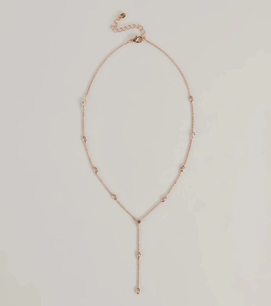 Dainty Glam Rhinestone Chain Necklace