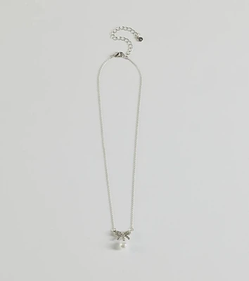 Simple And Stunning Rhinestone Bow Necklace