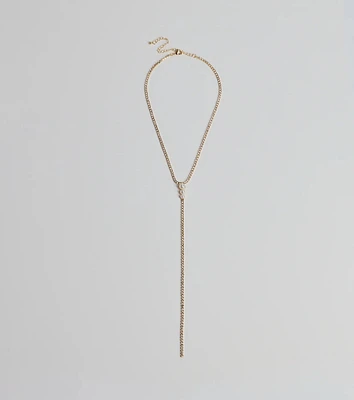 Luxe Glam Rhinestone And Pearl Lariat Necklace