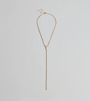 Luxe Glam Rhinestone And Pearl Lariat Necklace