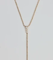 Luxe Glam Rhinestone And Pearl Lariat Necklace