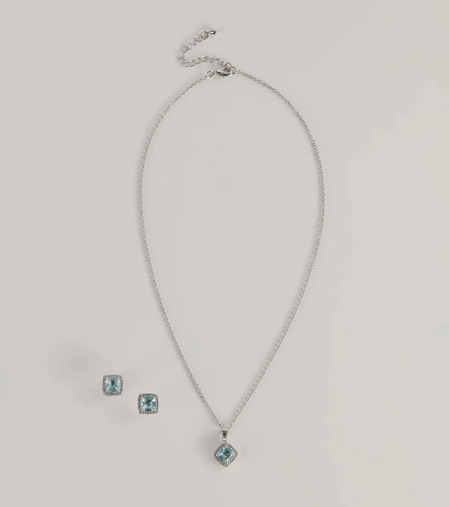 Dazzling Dainty Cubic Zirconia Necklace And Earrings Set