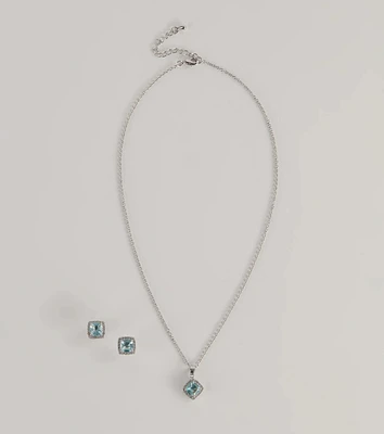 Dazzling Dainty Cubic Zirconia Necklace And Earrings Set