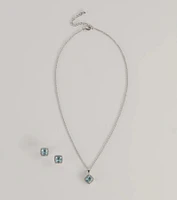 Dazzling Dainty Cubic Zirconia Necklace And Earrings Set