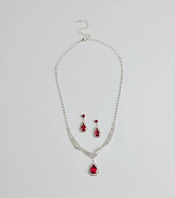 Gorgeous Radiance Gemstone Necklace And Earrings Set